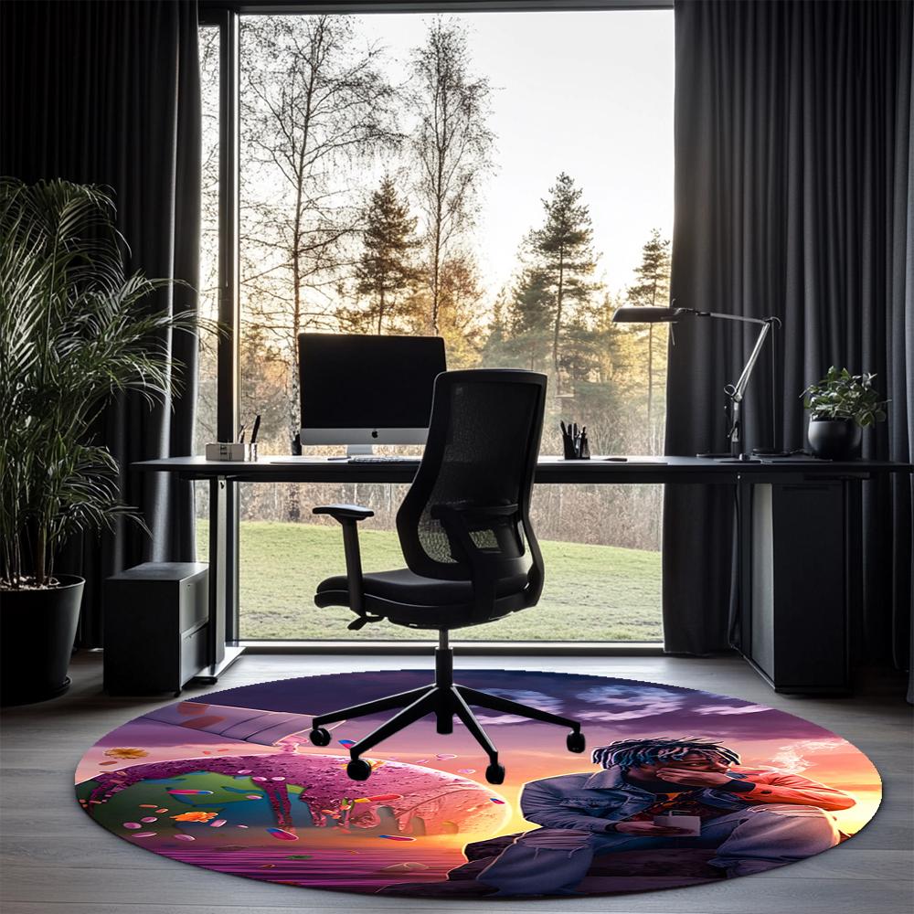 Juice WRLD Printed Round Rug Carpet Chair Rug Area Rug Entryway Doormats,for Office Chair Living Room Bedroom Kitchen Room.