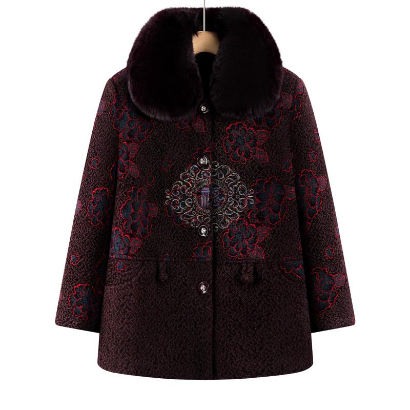 Elderly Women's Plush Lined Winter Jacket