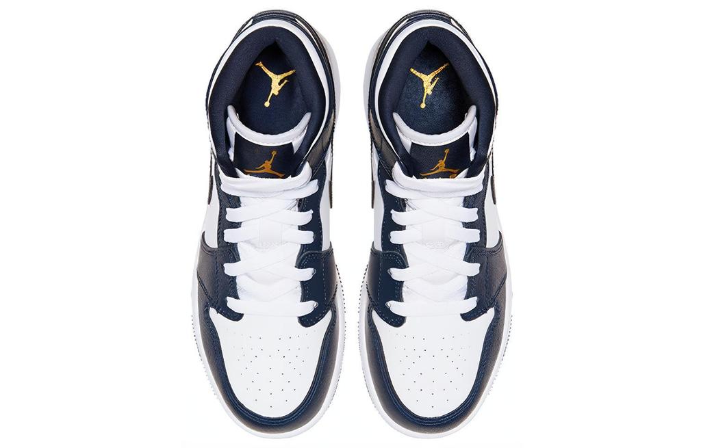 Jordan 1 Mid White Metallic Gold Obsidian GS 554725-174