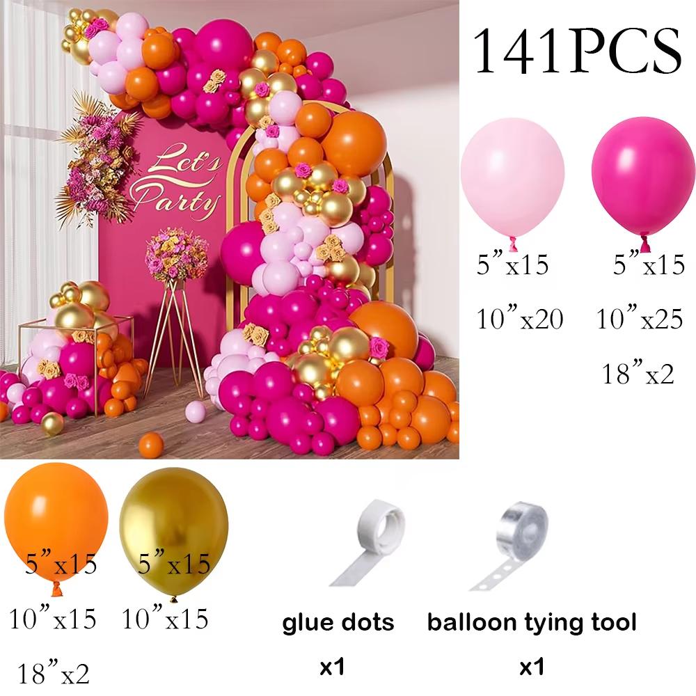 134pcs Pink Balloons Arch Kit Hot Red Rose Gold Balloon Garland Girl Princess Theme Birthday Party Baby Shower Decoration Globos