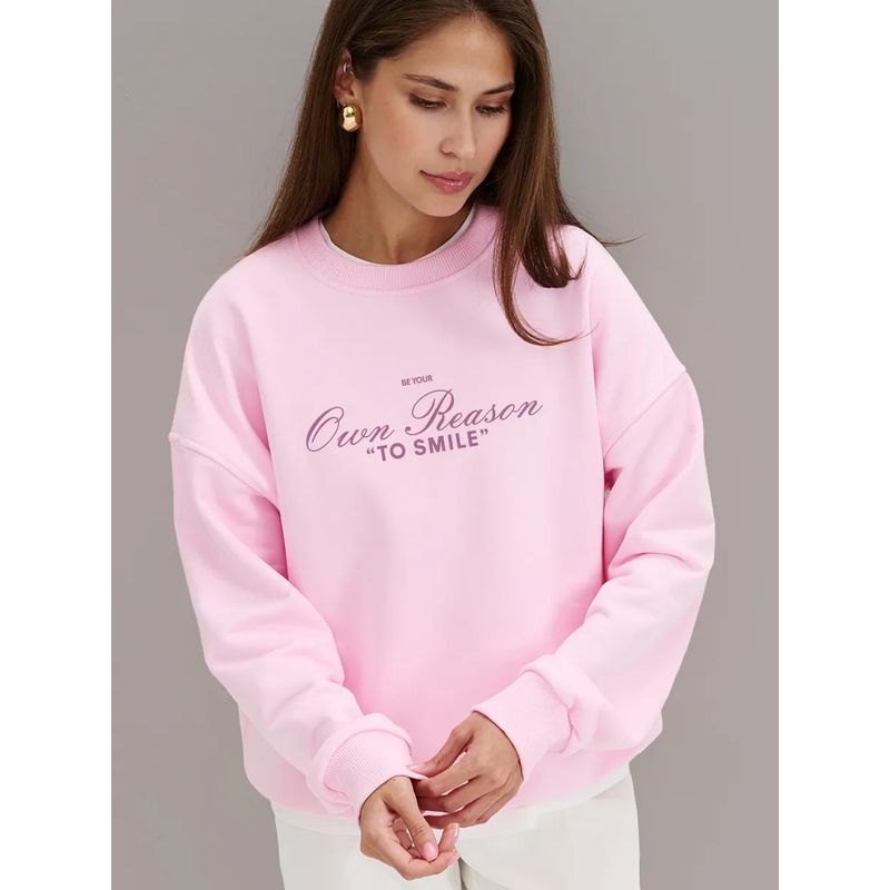 

Fashion Wind New Fashion Casual Loose Print Letter Long Sleeve Sweatshirt Tops Loose Printed Top Pink (thin/thin) 3XL