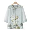 Women's New Chinese Style Floral Print Stand Collar Summer Shirt