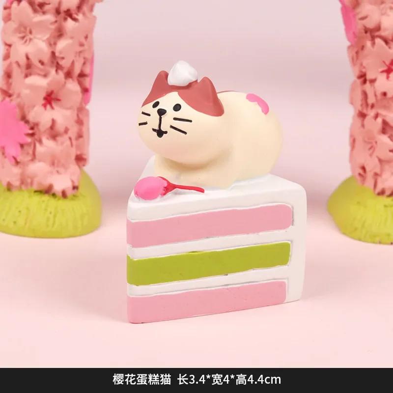 Lovely Sakura Blossom Resin Miniature Spring Day Scene Decoration Crafts Kawaii Cat with Schoolbag Pink Cherry Bookshelf Decro