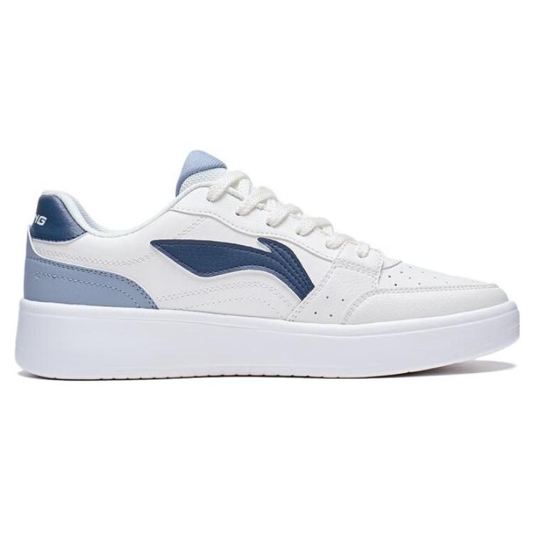 Li Ning Sycee Slip Resistant Cushioning Abrasion Resistant Height Increasing Low top Skateboard Shoes Men's White Blue AGCT339-4
