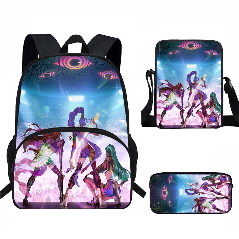 Hunters Demon Kpop Child School Backpack Set Breathable Fabric Primary Students