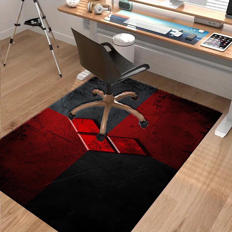 1pc Office Carpet Chair Mats Red and Black Abstract Pattern Perfect for Decorating Office Chairs, Living Rooms, Or Bedrooms,Polyester Carpet