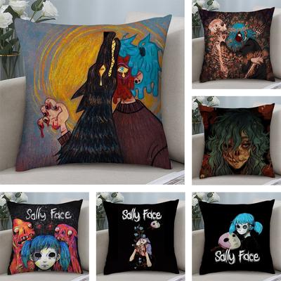 S-Sally Face Pillow Case Plush Fabric Soft Double Sided Print Sofa Cushion Cover Throw Pillow Covers