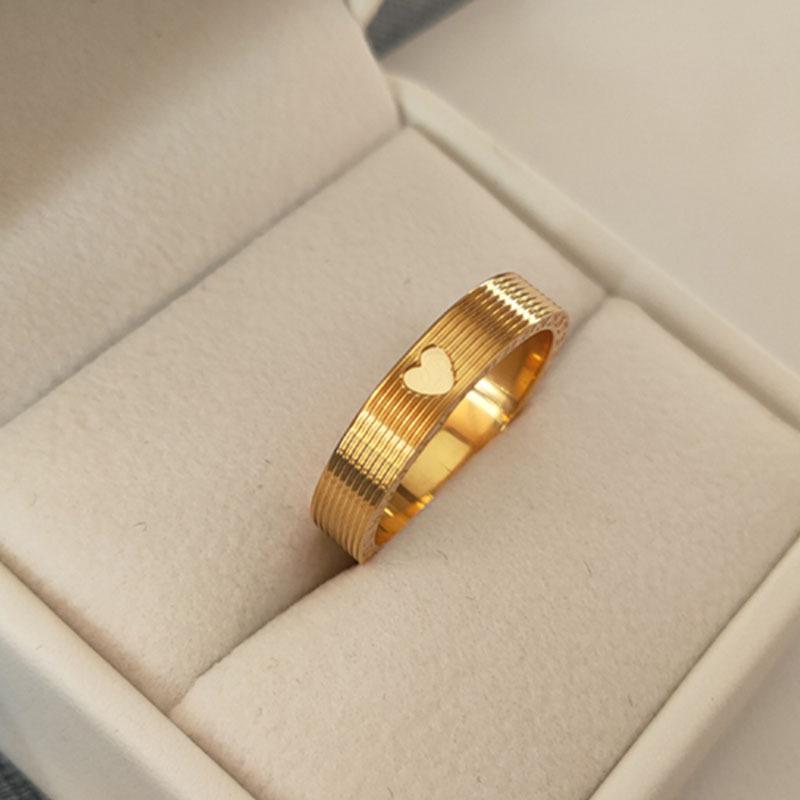 18K Gold Titanium Steel Heart Couple Rings - Non-fading Trendy Index Finger Ring