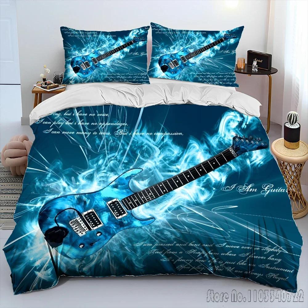 Set Copripiumino 3D Chitarra Classica Chitarra Elettrica Copripiumino HD per Set Letto per Bambini Biancheria da Letto Decorazione Camera da Letto