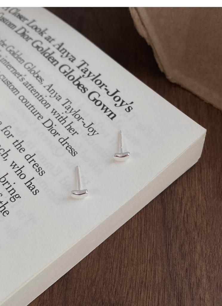 S999 Sterling Silver Smooth Bean Stud Earrings: Small, Simple, Versatile, Screw-Back, Sleep-Friendly, Ear Hole Care Jewelry.