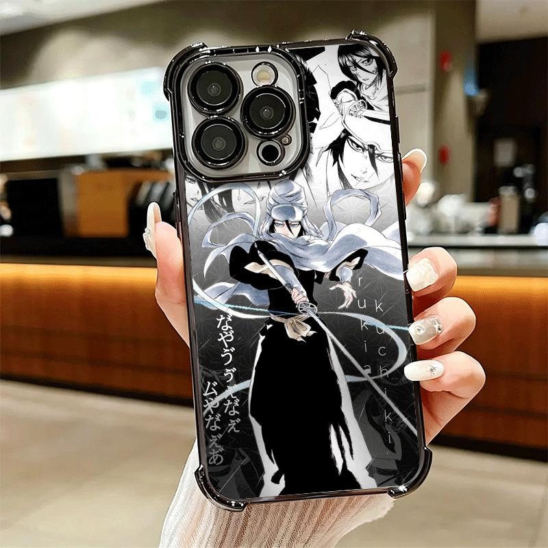 Bleach Kuchiki Rukia Plating Phone Case For Iphone 16 17 Pro Max Air 16E 14 15 Plus 12 13 Mini Anti-Fall Airabag Cover
