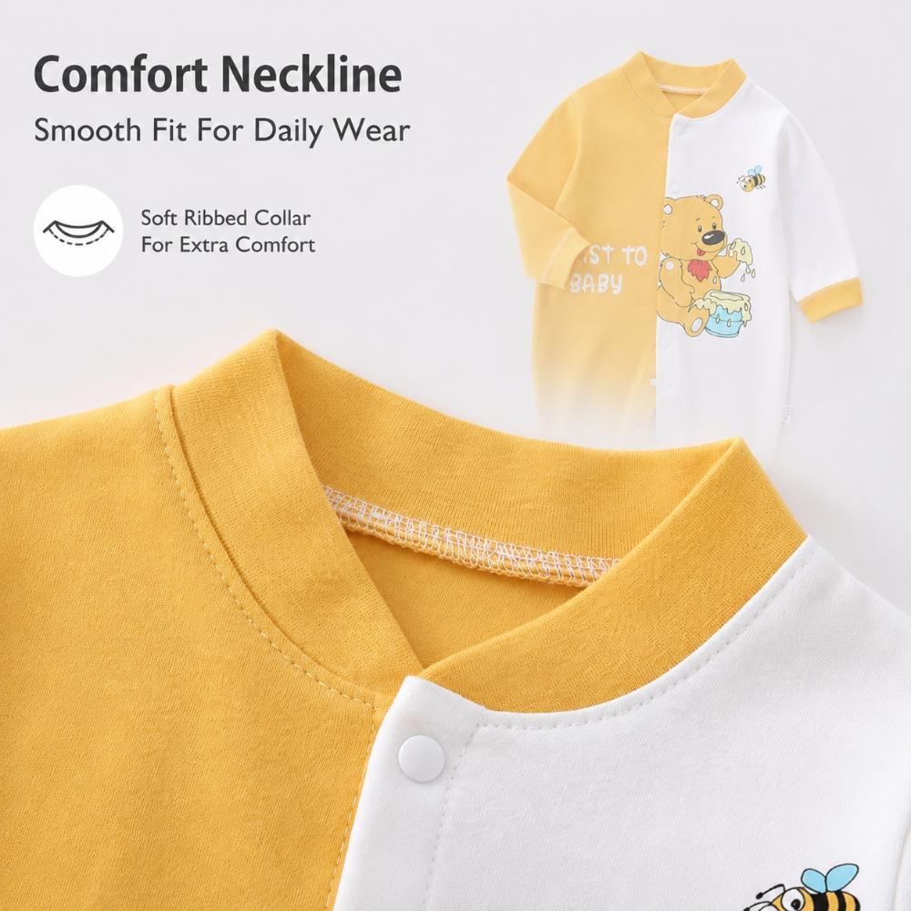 Body de Algodón Peinado para Bebé Manga Larga Mono Infantil Pelele de Animal Unisex Ropa Interior Térmica Cierre con Corchetes Suave Onesie para Recién Nacido Invierno Conjunto Cálido