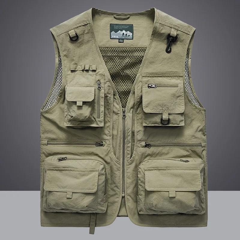 

Multipocket Quick Dry Mesh Fishing Vests Men Outdoor Tactical Vest Hiking Hunting Casual Fisherman Vest Solid Sleeveless Coats S