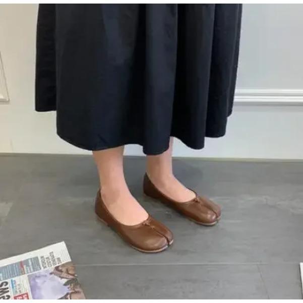 Split Toe Candy Flats Ballet Shoes Woman Slip on Loafers Soft Bottom Moccasins Bow-tie Ballerina Single Tabi Ninja Women Shoes