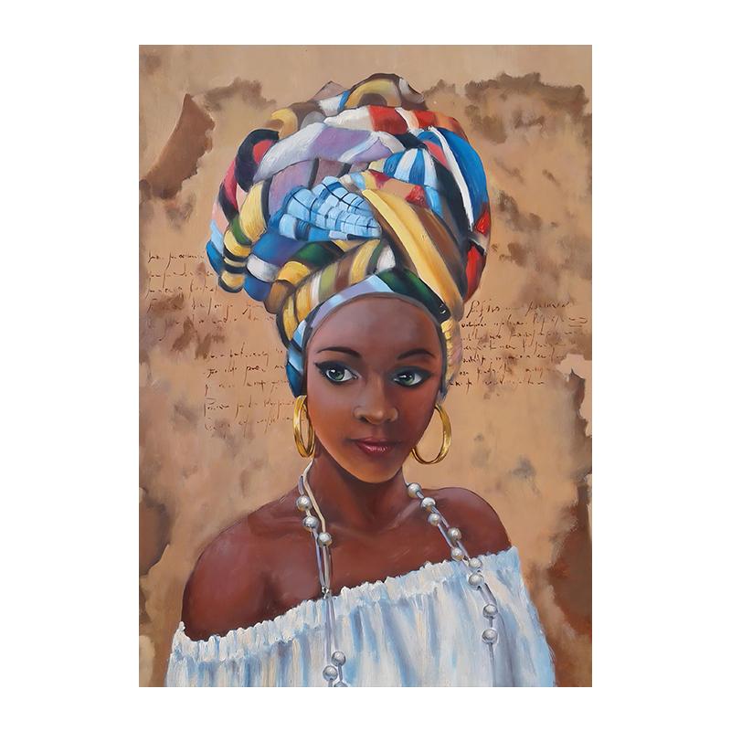 

Портрет красивої африканської жінки, друк на полотні, стіна, етнічне мистецтво, вінтажний плакат, картина для домашнього декору у вітальні Куадрос 40x50cm No Framed