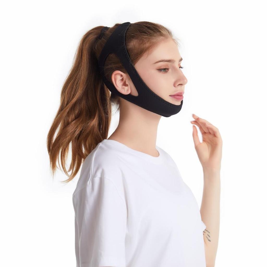 Black Triangle Anti-Snoring Breathable Chin Strap for Adults