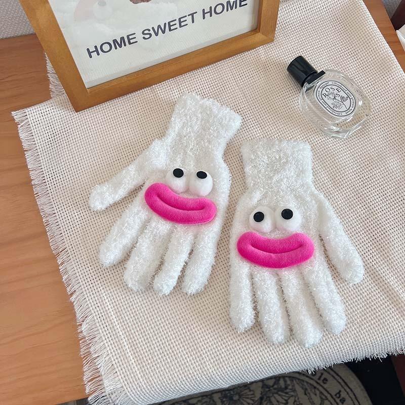 

Милые перчатки из кораллового флиса конфетных цветов, толстые теплые плюшевые перчатки One Size белый