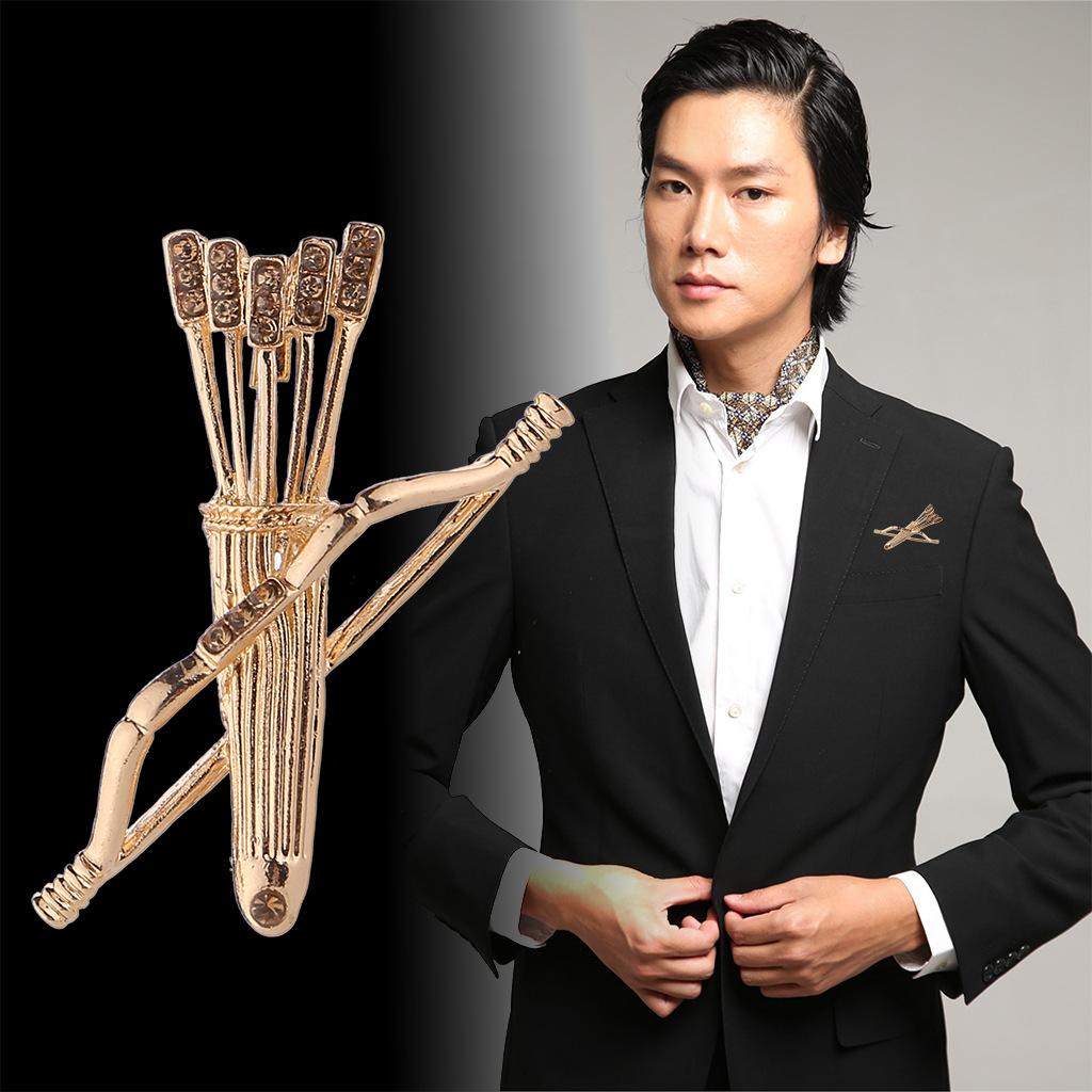 Men's Fashion Suit Brooch Simple Diamond Tassel Metal Wedding Dress Suit Brooch Collar Pin