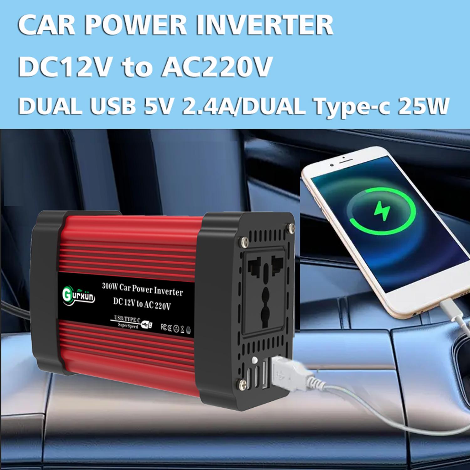 

Автомобильный инвертор DC 12 В в AC 110 В/220 В 150 Вт, портативный преобразователь Power Bank, автоматический трансформатор с двойным USB-адаптером для автомобильной зарядки