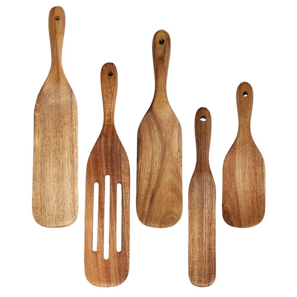 Heat Resistant Sourdough Spurtle Teak Wood Wooden Ladle Skimmer Steak Shovel  Pizza Making