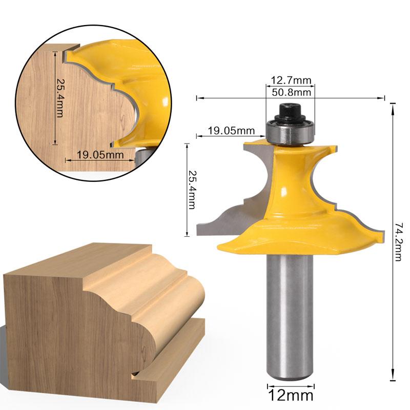 2pc Wainscoting Roman Ogee & Pedestal Router Bit C3 Carbide Tipped Wood Cutting Tool 1/2inch 12mm Shank Woodworking Router Bits