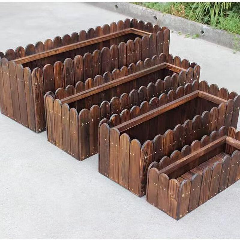 Outdoor Carbonized Wood Planter Box