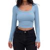 Women's Fashion Loose-Fit Round Neck Solid Color Long-Sleeve Top
