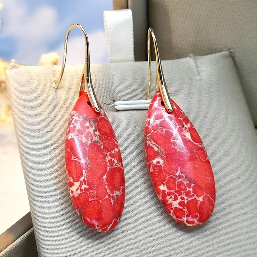 Bohemian Emperor Stone Droplet Pendant Earrings Natural Stone Jewelry Earrings for Women Vintage Luxury Boho Earring Jewelry