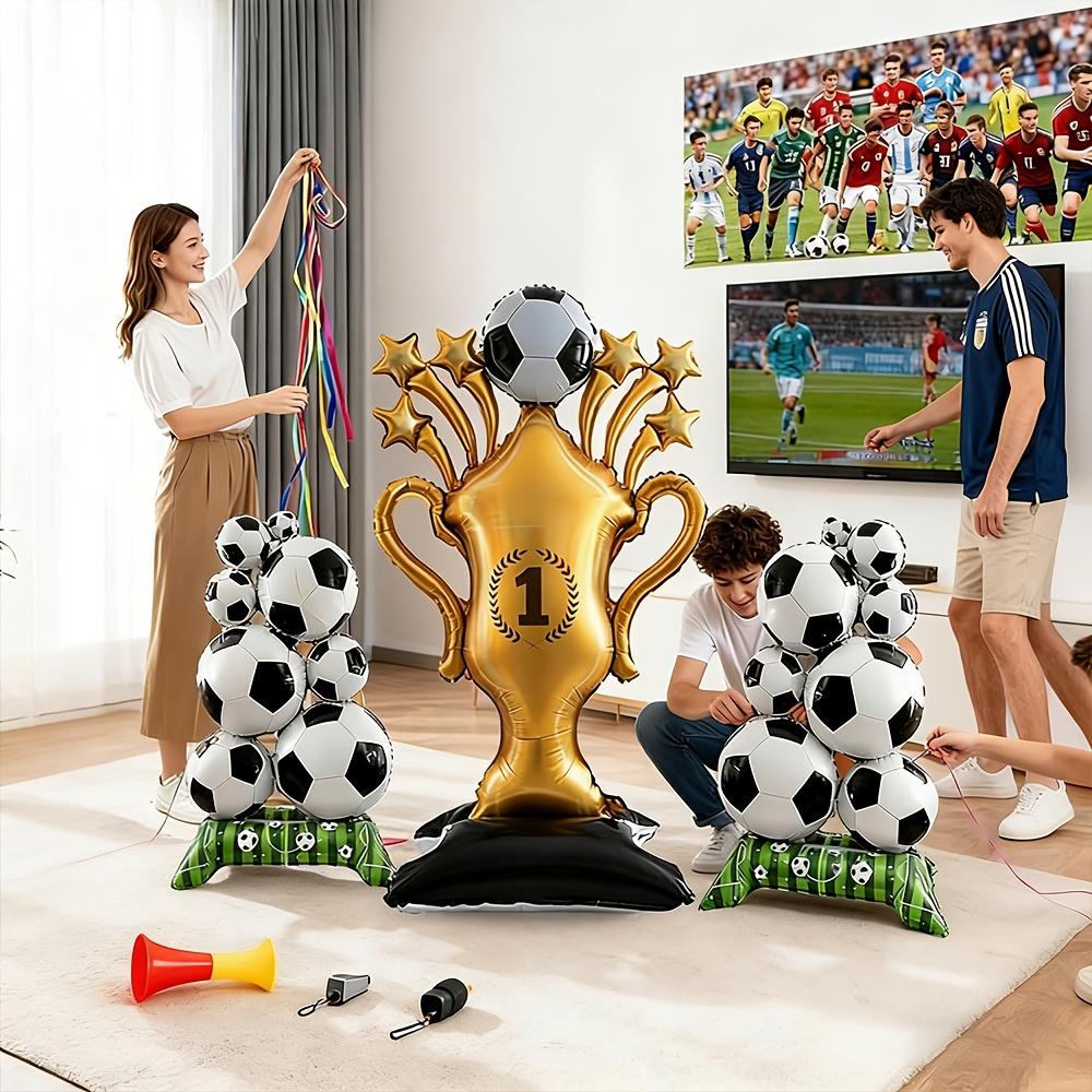 3-Pack Sports Celebration Mylar Balloons, Creative Standing Football & Golden Trophy Foil Balloon Bundle, High-Quality Metallic