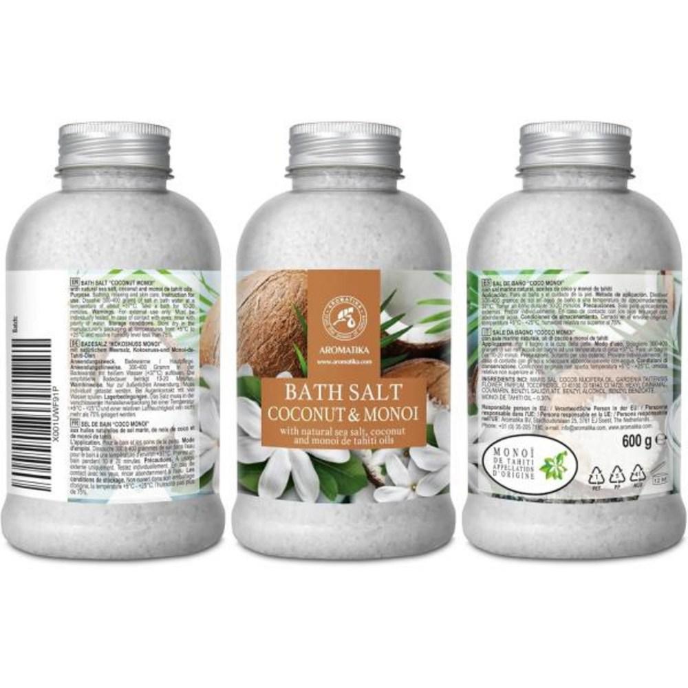 Bath Salt Coconut Monoi 600g Natural Pure Sea with Tahiti and Oils Aromatherapy Body Care Relaxation