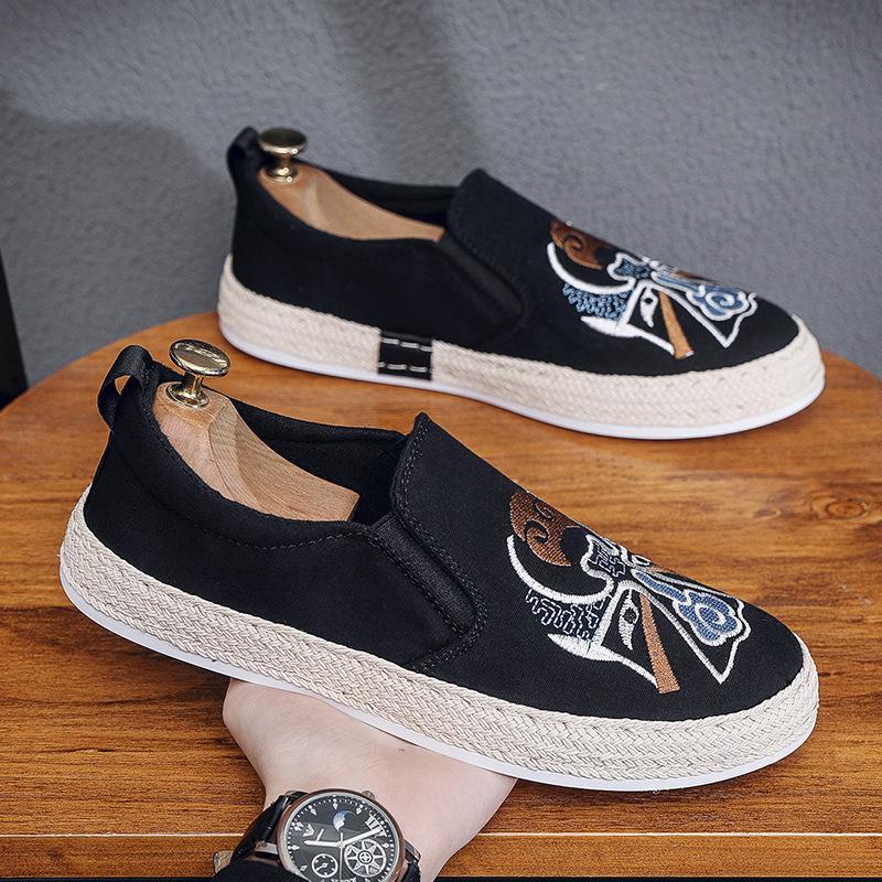 Men Loafers Shoes Summer  Man New Fashion Canvas Footwear Soft Flat Comfy Flock Suede Leather Men Casual Vulcanized Shoe2024