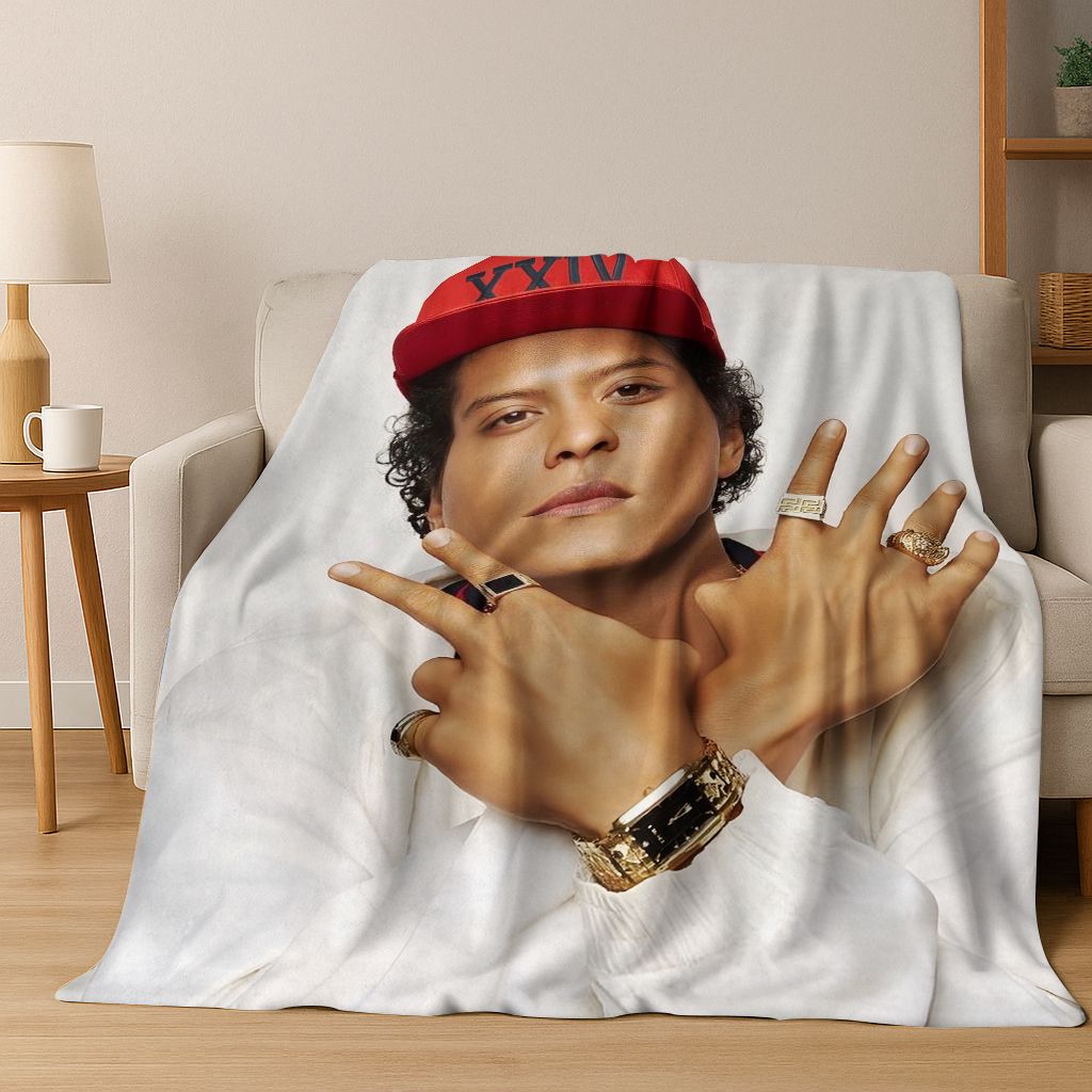3D Bruno Mars Superstar Flanelldecke, kuschelweiche Überwurfdecke für Zuhause, Schlafzimmer, Bett, Sofa, Picknick, Büro, Geschenk für Kinder