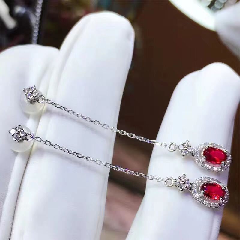 Small Style Classic Design Earrings For Women Inlaid Ruby Long Earings Fashion Exquisite And Wedding Jewelry Gift