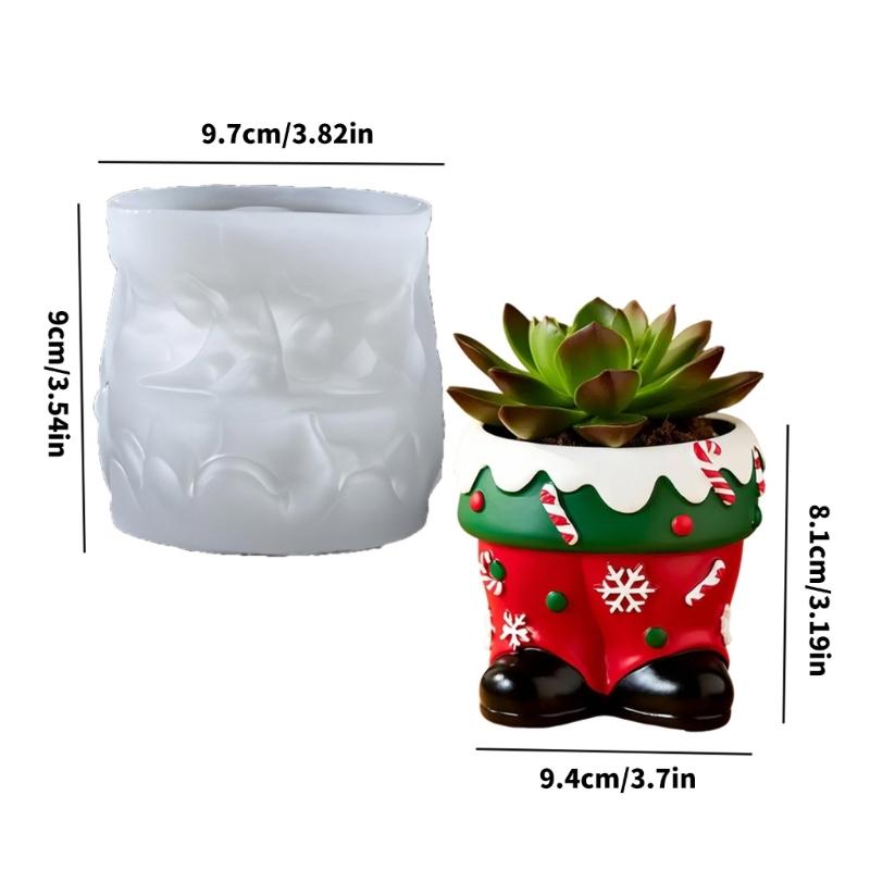 Textured Christmas Boot Planter Mould Flexible Silicone Crafting Tool for Resin Cement Candle Making