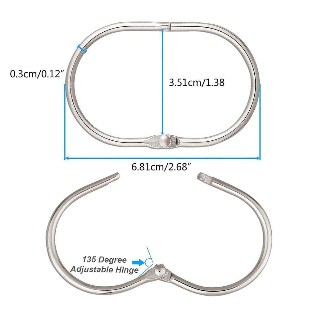 24Pcs Metal Shower Curtain Hooks Rings Shower Hooks for Shower Curtain Liner Rust Proof Shower Rings Bathroom Accessory