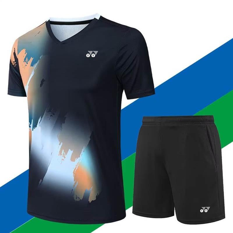 Men Women Badminton Sport Set Quick Dry Breathable Short Sleeve Shirt Shorts Skirt Athletic Training Outfit