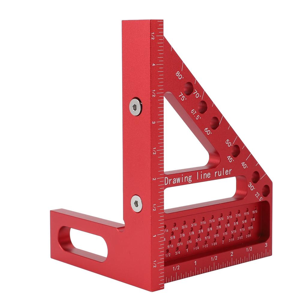 Carpenter Square Hole Scribing Ruler 45 90 Degree Aluminum Alloy 3D Measuring Ruler for Woodworking Engineering