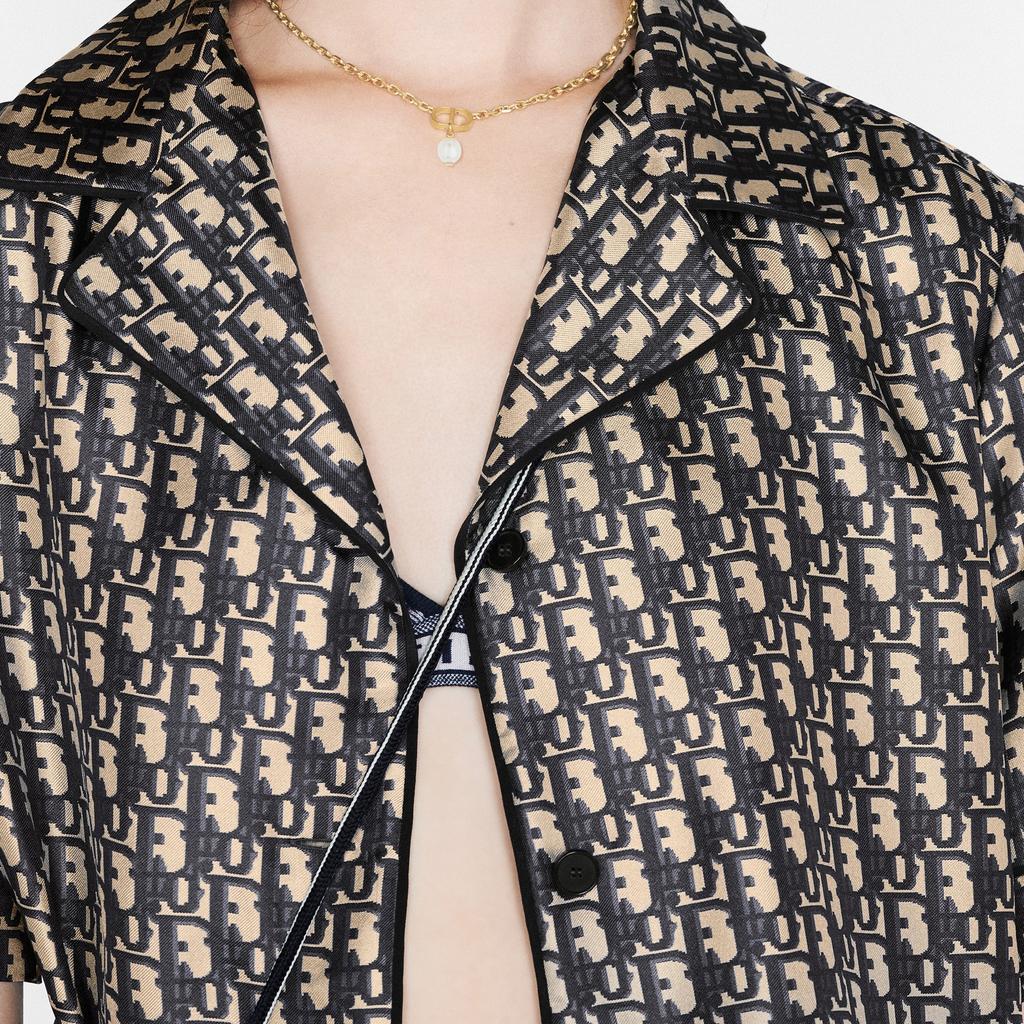 Dior CD Series Round Bead Resin Metal Necklace Women Necklace Gold N1390PTCRS-D301