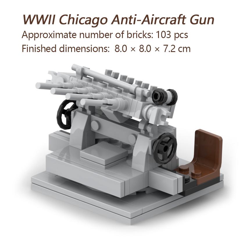 

Конструктор Moc Военная модель ВМС США Вторая мировая война Чикагское пианино Зенитное орудие Детская строительная модель 103 детали