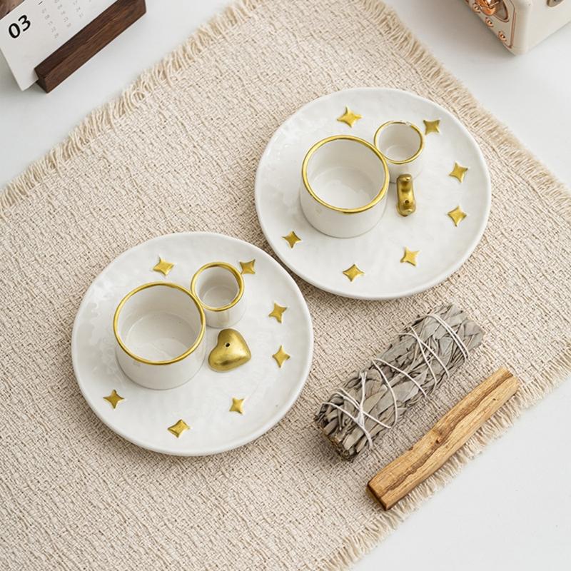 4 in1 Incenses Holder,Sages Burners Holder,Palos Santo Holder Burners Ashes Catcher Tray,Stick Holder Meditations Decors