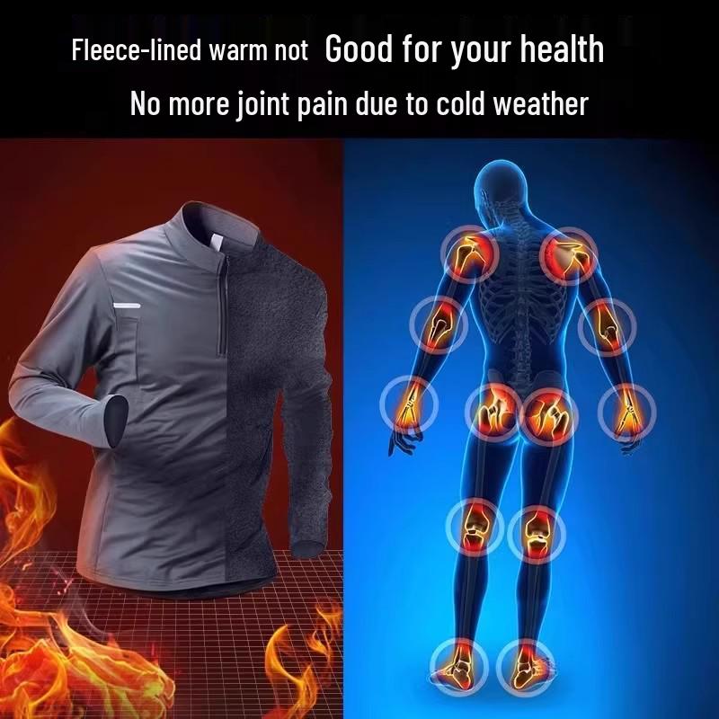 Men's Quick-Dry Velvet-Lined Half-Zip Winter Running Top
