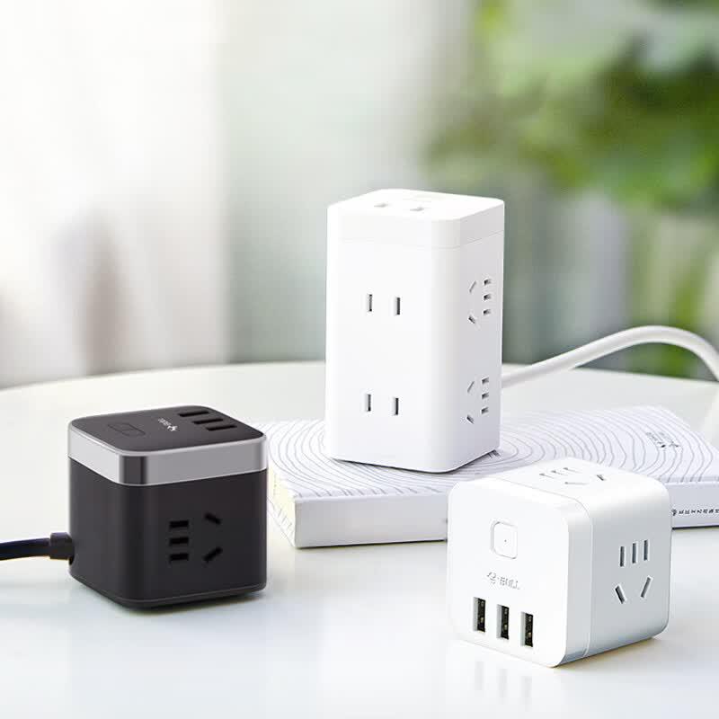 BULL Portable Multi-function Cube Power Strip with USB CN Plug (adapter Included)