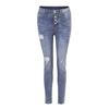 Women High Waisted Hole Skinny Denim Jeans Stretch Trousers Pants Calf  Jeans
