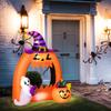 Arco de Calabaza Inflable de Halloween de 150 cm con Fantasma Lindo, Decoración Inflable de Halloween con Luces LED