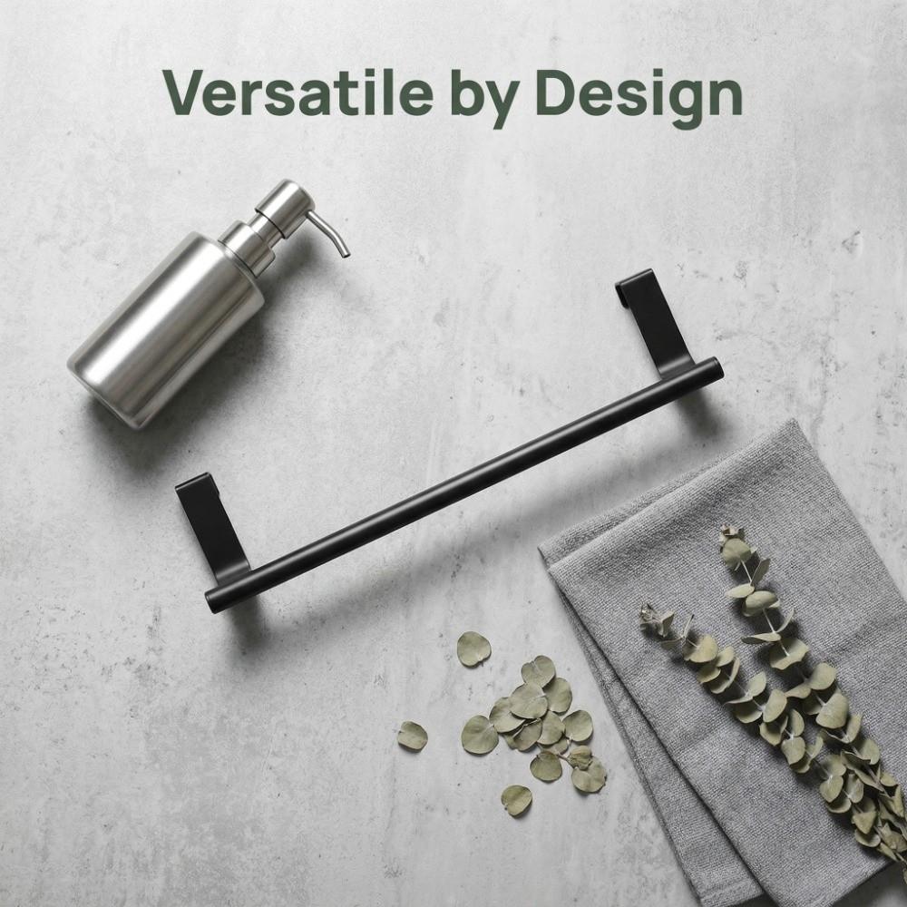 2 PCS Black Towel Rack Rustproof Cabinet Door Towel Rack  Home Dorm Hotel Apartment