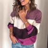 Maglione da donna a righe Pullover casual a manica lunga con girocollo Color block Pullover in maglia per donna