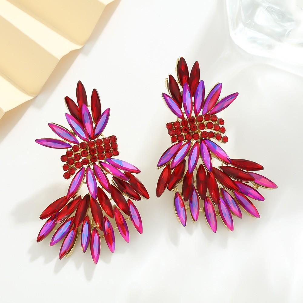 Exaggerated Wing Earrings Shaped Like Leaves Crystal Earrings Wheat Drop Earrings  Gift for Women
