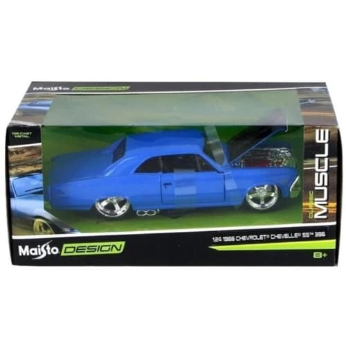 Maisto 1/24 Scale Chevrolet Chevelle SS 396 1966 Blue Custom Classic Muscle Diecast Model Car (Finished Product) 31333