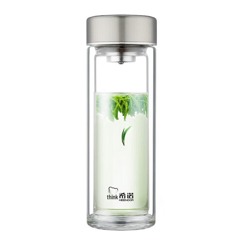 HEENOOR Double-Layer Glass Water Bottle