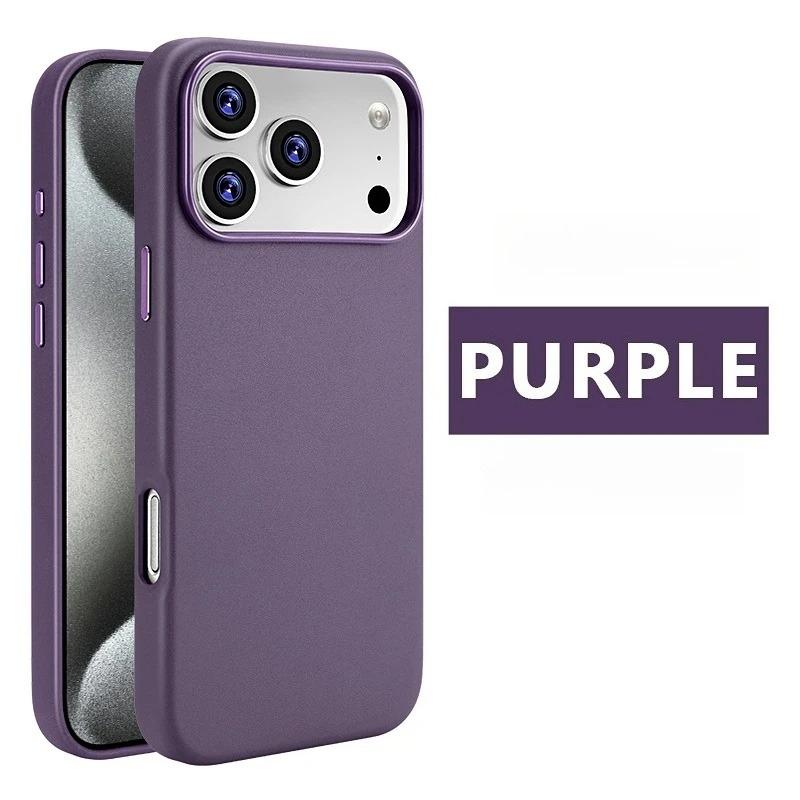 Cowhide Leather Phone Case for iPhone 16 Pro Max 17 Air 15 Plus 14 13 12 Promax High End Strong Magnetic Wireless Charging Cover